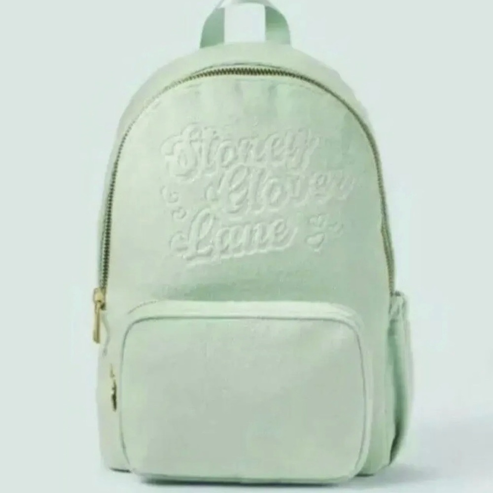 STONEY CLOVER LANE X Green Terry Cloth Embossed Backpack NEW